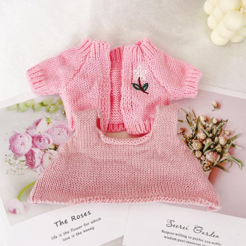 Pink cardigan + pink wool skirt