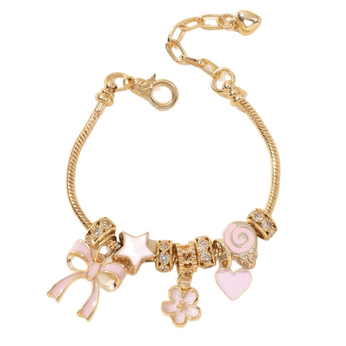 Panjia pulsera belleza transfronteriza DIY cuentas arco rosa amor lollipop colgante de flores joyas de moda