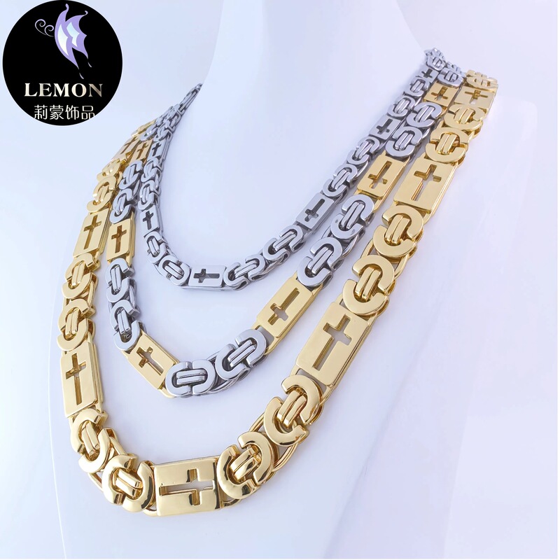 Imperial Chain Cross Accessories Stainless Steel Flat Link Chain Unisex Handmade Chain Bracelet Necklace Jewelry Personalized Fashion Trend