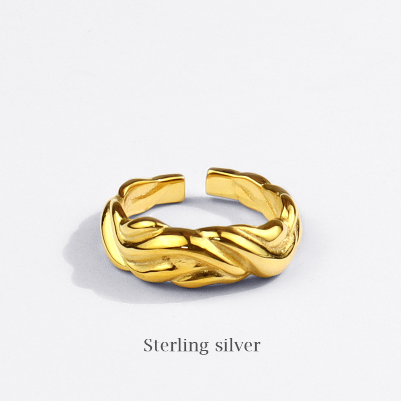 Korean fashion wave pattern index finger ring simple design geometric opening ring