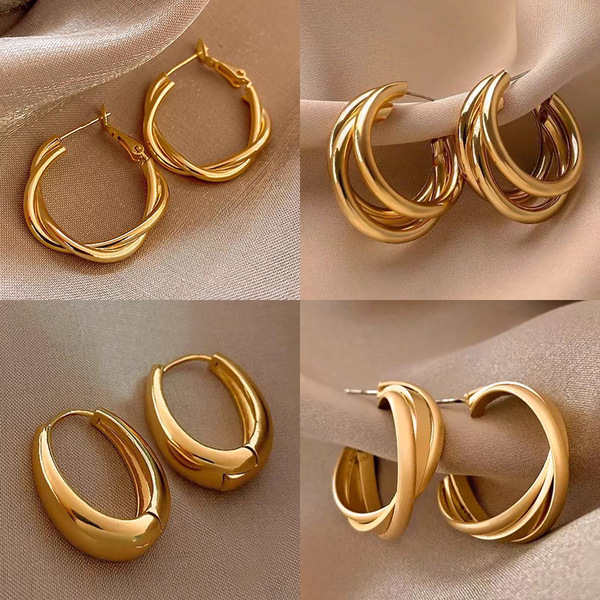 Retro golden small design earrings from pearl
