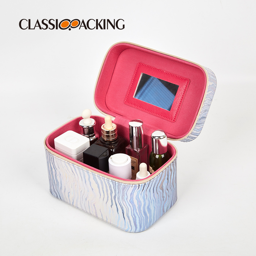 Caja de almacenamiento de espejo de alta calidad de gran capacidad, caja de almacenamiento impermeable de alto valor, caja de maquillaje multifuncional portátil de pvc