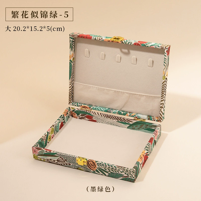 Шкатулка для украшений, вышитый цветочный узор, компактная 20,2×15,2×5 см, элегантная