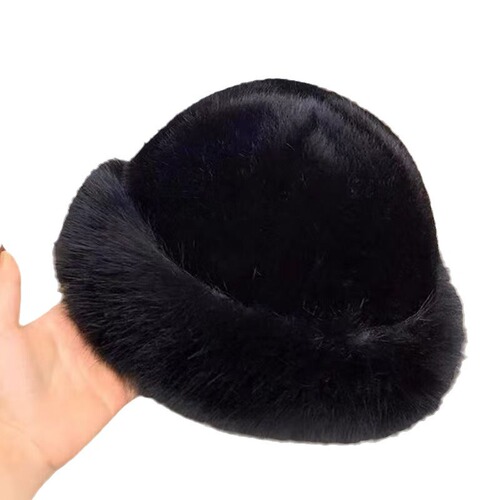 Fuzzy Mongolian Hat for Girls, Autumn and Winter Cold Protection, White Warm Insulation, Solid Color Bucket Hat, Ear Protection Hat, Fox Fur Fisherman Hat, Fluffy