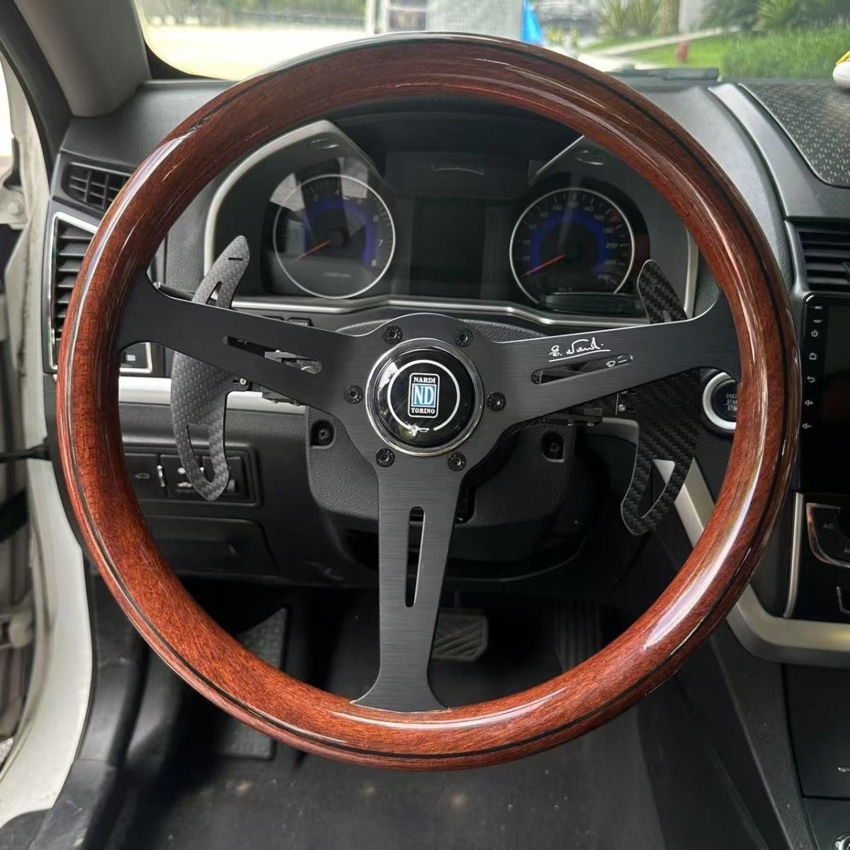 14inch ND Racing Modified Universal Classic Imitation Wood Beidouxing Langdi Jetta Pusan Retro Solid Wood Steering Wheel