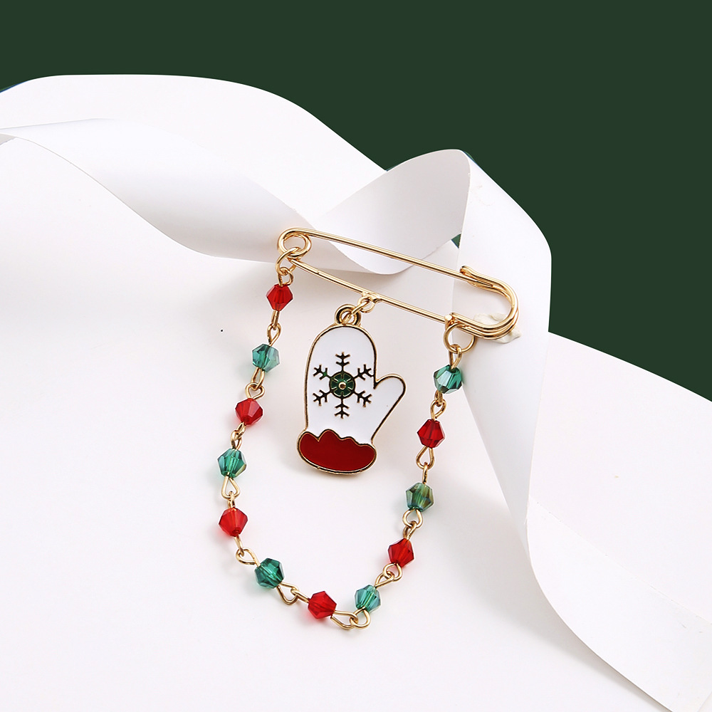 Christmas Alloy Pin Color Dripping Oil Santa Snowman Brooch Tassel Fashion Accessory Brooch display picture 8