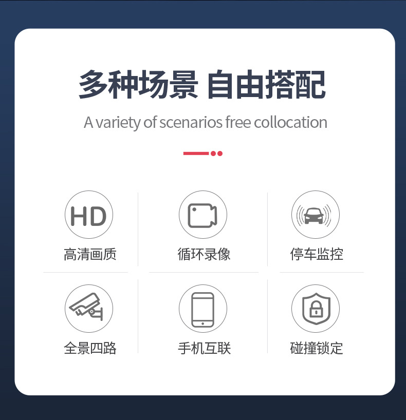 Sürüş kaydedici 4 lens HD 1080P gece görüşü geliştirilmiş wifi cep telefonu ara bağlantı park izleme