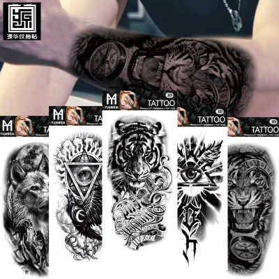 The source of China waterproof Tattoo sticker Manufactor goods in stock wholesale Langtou Totems Arab Written words Tattoo Sticker Cross border Availability