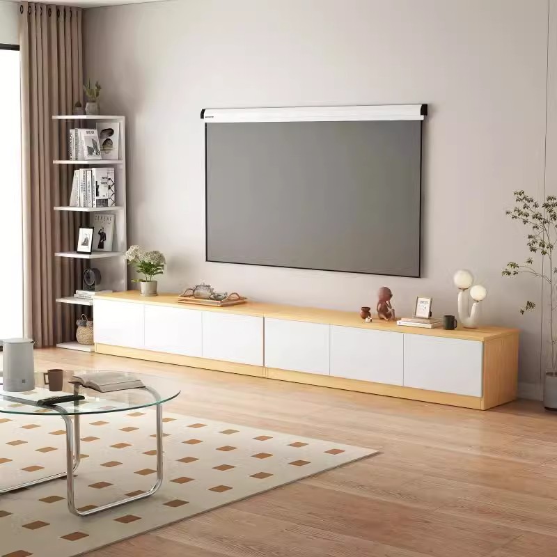 Gabinete de televisión sala de estar doméstica pequeña casa 2025 nueva red de almacenamiento de aterrizaje almacenamiento integrado gabinete de televisión simple