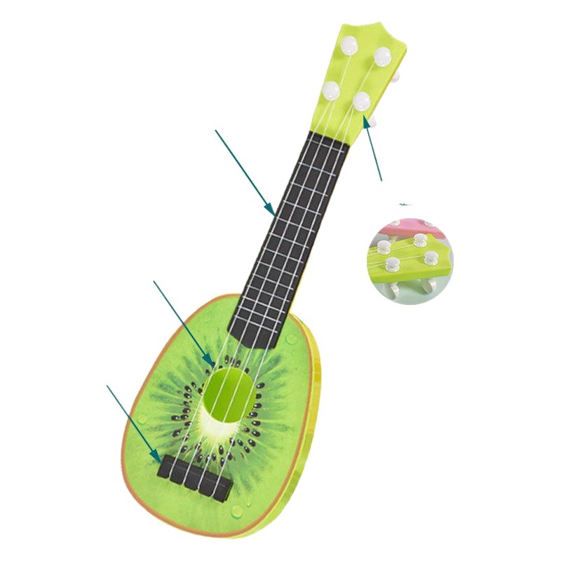 Tiktok drenaje Xianyu 17 pulgadas de simulación grano de madera ukelele medio pequeño juguete de la guitarra proporciona fuego material