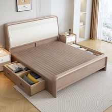 新款现代简约实木床.北欧主卧室.双人床家用储物轻奢床