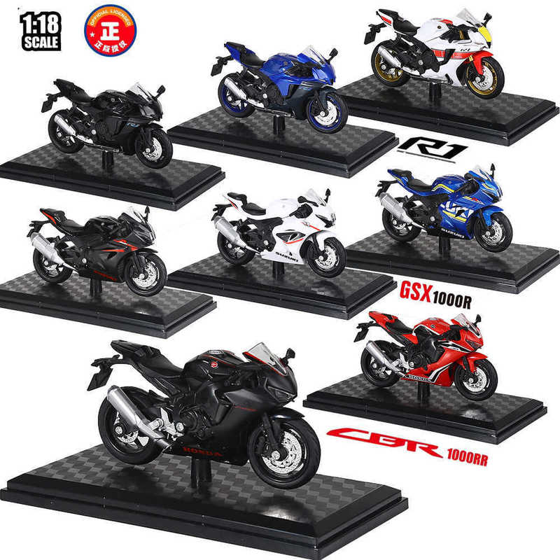 1:18 Yamaha R1 Alloy Motorcycle Model Artificial Suzuki Hayabusa Honda Motorcycle Ornaments Kidsren's Toys Wholesale
