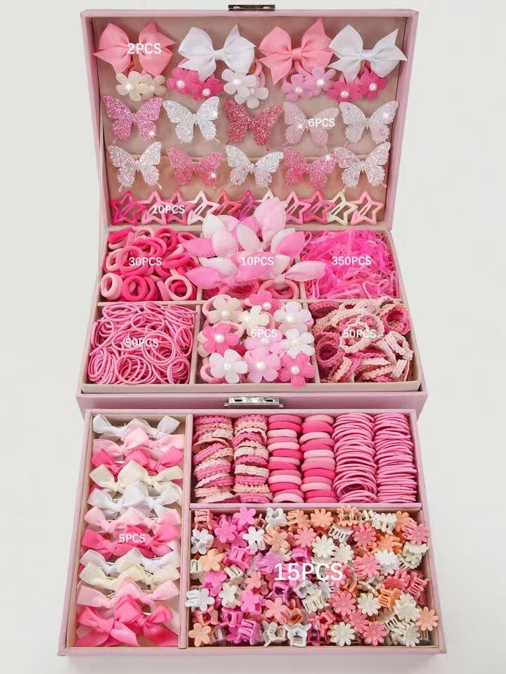 Clips para el cabello de niños, anillo para el cabello, clips para el cabello, caja de regalo, banda de correa de princesa, conjunto de peluquería, regalo diario para bebés