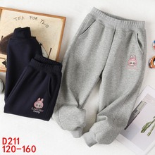2025冬款加绒卫裤 儿童刺绣一体绒休闲裤 冬季新款彩棉裤子
