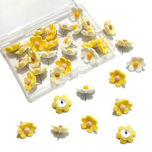 Yellow Six-Petal Flower Pushpin Creative Message Board Photo Wall Decoration Pushpin Pushpin Manufacturer Direct Sale