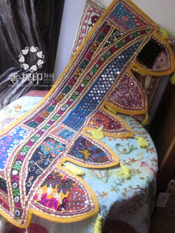 Indian Handmade Patchwork Door Curtain B&B Tapestry Handmade Old Embroidery Piece Lens Door Horizontal Curtain Yoga Studio Curtain