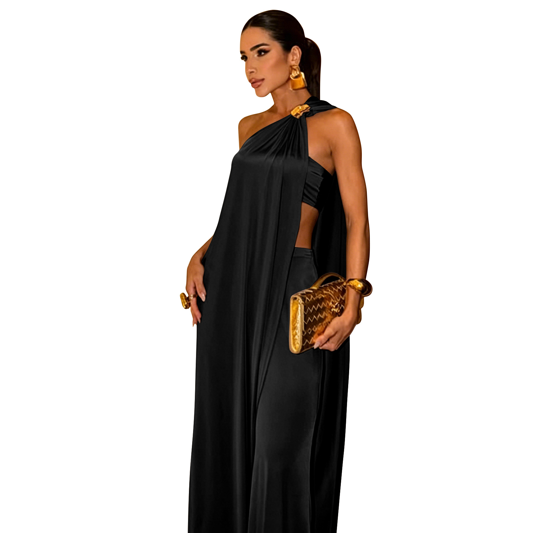 Summer Women's Long Loose Top And Solid Color Trousers Set American Fashion_ecoleips.com