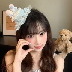 甜妹日系可爱蓝色蝴蝶结蕾丝小兔子耳朵花边甜美少女心发饰小礼帽