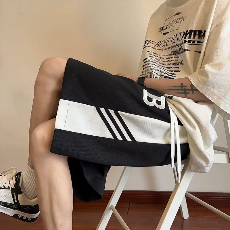 Американские баскетбольные спортивные шорты, мужские летние тонкие модные брендовые свободные универсальные прямые широкие повседневные брюки с пятью точками