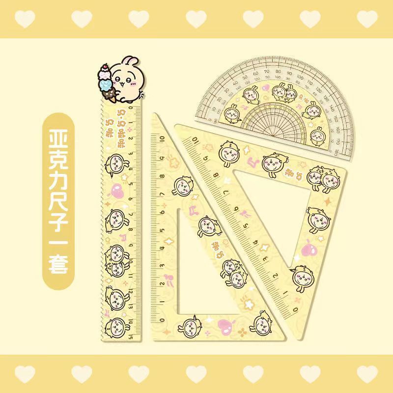 Jiyikawa 小学生向け定規セット 高品質アクリル定規文具 15cm 定規 三角定規セット|undefined