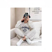 2023秋冬加厚韩国运动休闲套装女时尚洋气显瘦卫衣阔腿裤两件套