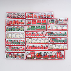 クロスボーダーのクリスマスの小さい列車の装飾品の子供の祝日のプレゼントのショーウインドーのデスクトップの置物の木製の小さい贈り物の卸売り