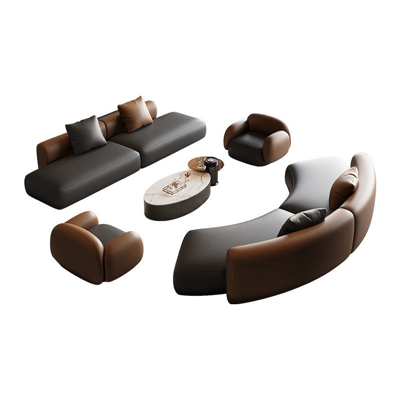 Sofá italiano de lujo recto y curvo mesa de té sala de estar del hotel sala de estar gran sala de recepción mesa y silla combinación