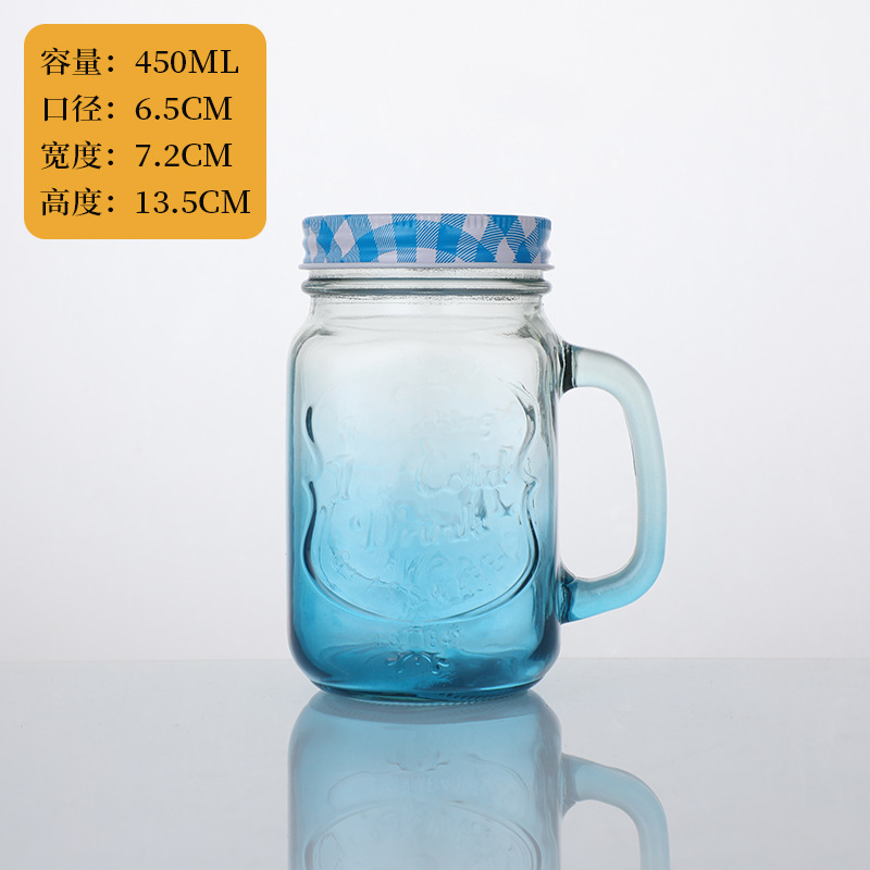 Tazas Mason con mangas de paja tazas de jugo creativas tazas de agua de vidrio de arena de color gradiente