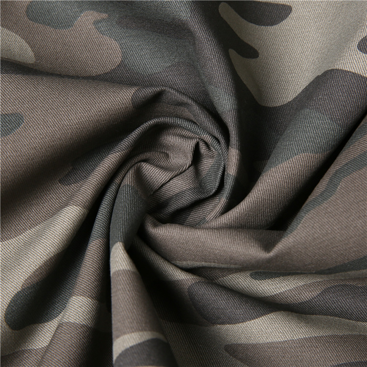 Al por mayor tela de algodón tejido de ropa estirable tela de doble cara tela de impresión de camuflaje