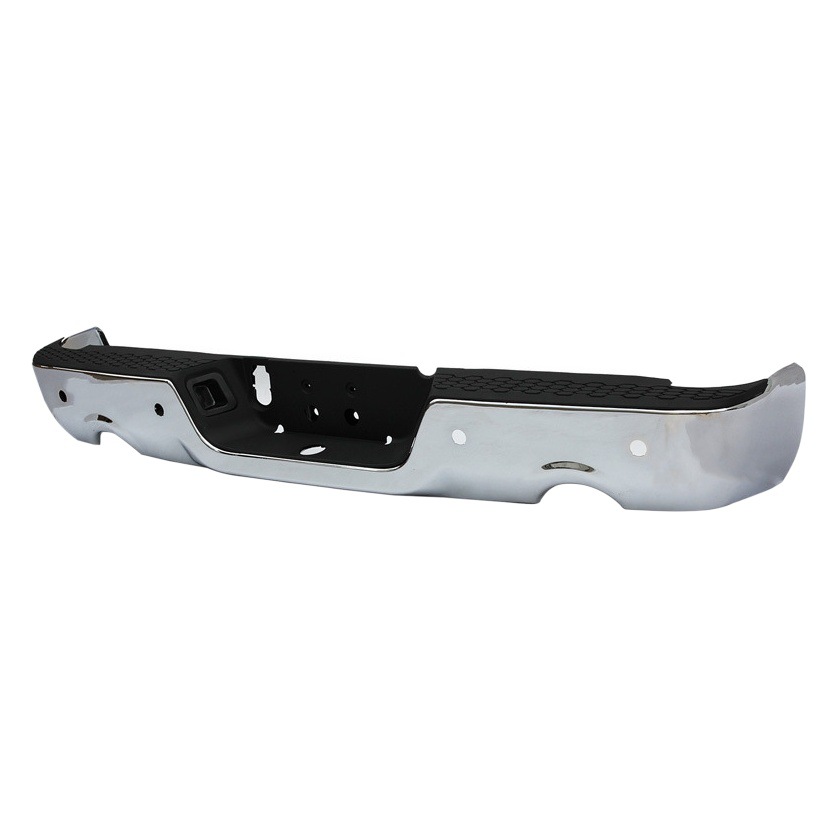 Adecuado para el parachoques trasero de Dodge Ram1500 09-18, versión electrochapada con orificio para radar y orificio para escape.