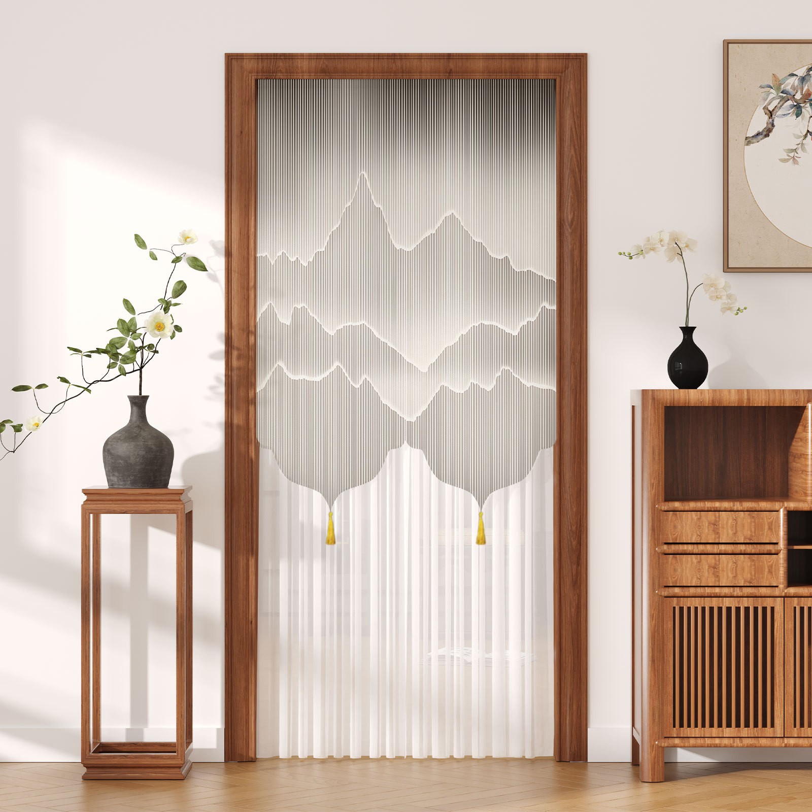 Door Curtain Partition Curtain Anti-Mosquito Lace Home New Chinoiserie Bedroom Bathroom 2025 New High-End Privacy Curtain