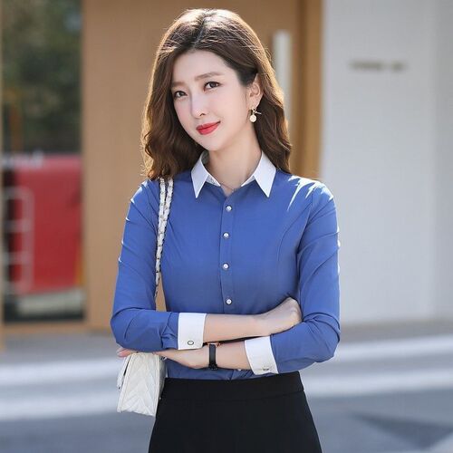 Spring Long-Sleeve Innerwear Professional White Dress Shirt Stylish Design Collar Shirt Workwear Versatile Women's Fashion Top
