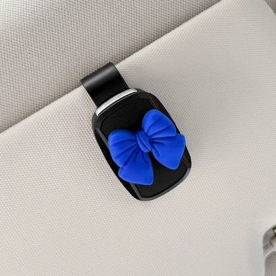Visor Storage Box Car Sunglasses – Car Glasses Clip/Bill Clip - glasses-clip-black-blue-bow
