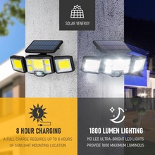 2021新款三头太阳能壁灯人体感应壁灯家用庭院灯防水围墙照明路灯