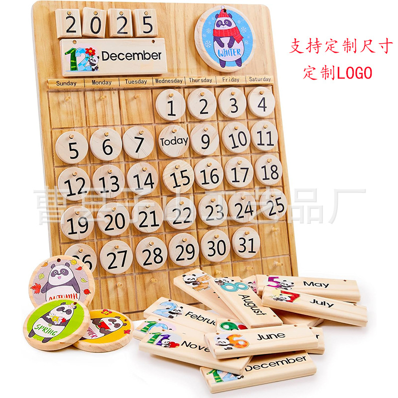 Calendario perpetuo de madera decoraciones de escritorio para niños educación temprana meteorología calendario tabla de colgantes decoraciones juguetes de puzzle