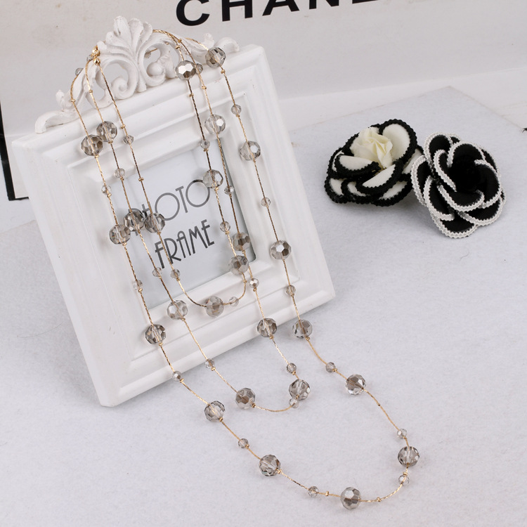 40g Weight Sweater Chain, Long Necklace Classification Alloy Chain Material 1 Piece Quantity Holiday, Daily Occasion Artificial Crystal, Alloy Material Round Pattern Women's Gender Beaded Design Simple Style Style Simple Style Round Artificial Crystal Alloy Beaded Women's Sweater Chain Long Necklace 3