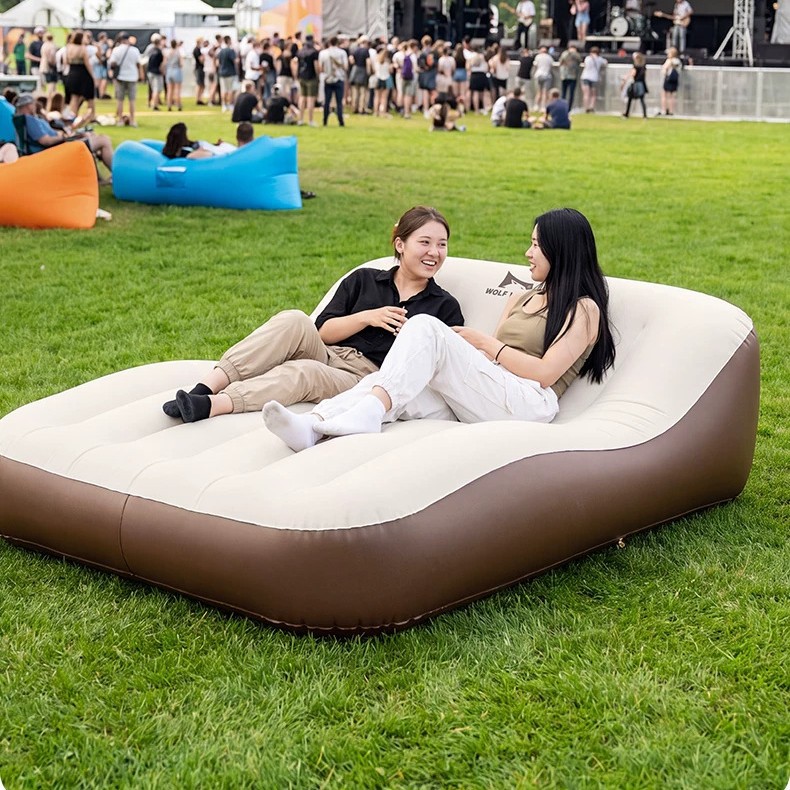 Wolfwalker TPU Double Inflatable Sofa for Outdoor Music Festivals, Automatic Inflatable Portable Lazy Sofa for Office Lunch Breaks
