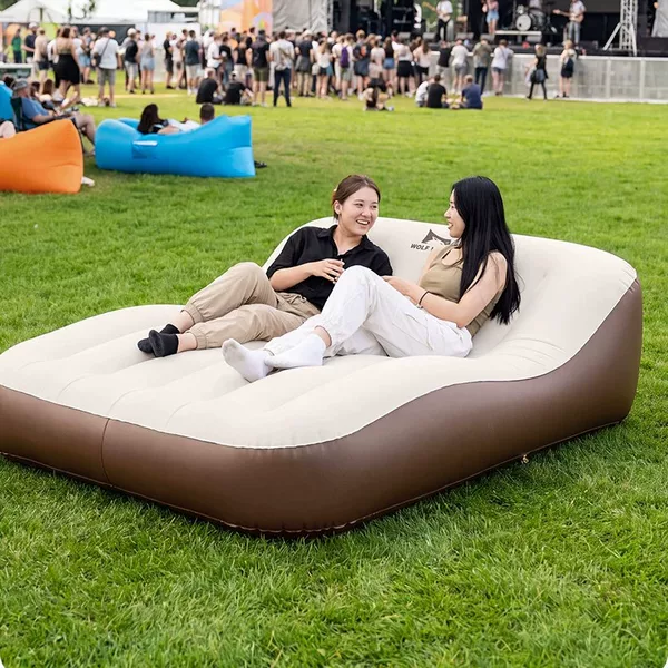 Wolfwalker TPU Double Inflatable Sofa for Outdoor Music Festivals, Automatic Inflatable Portable Lazy Sofa for Office Lunch Breaks