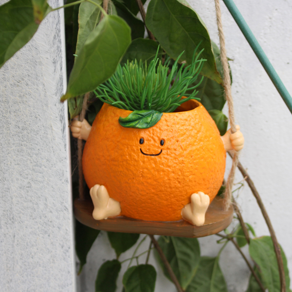 New cute meaty orange shape swing flowerpot crafts creative home personality outdoor garden decoration