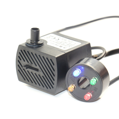 Aquarium Fish Tank Submersible Pump, Artificial Hill Fountain Craft Water Circulation Pump with Waterproof Flashing Perforated LED Lights