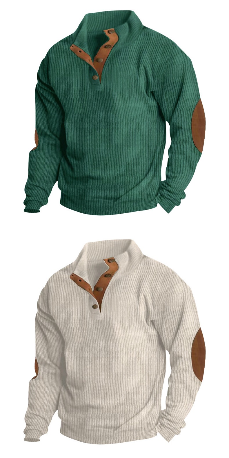 Corduroy Patchwork Shirt Jacket For Men Vintage Casual Style_voghion.com