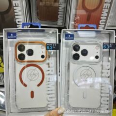 iPhone17対応 透明マグネット式スマホケース Apple 16promax 厚型純正PCハードケース デザートゴールド