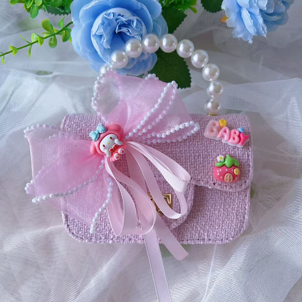 Nuevo tipo de bolsos para niños, bolsos de moda, bolsos de princesa de viento, bolsos portátiles lindos para chicas, bolsos de red para bebés.