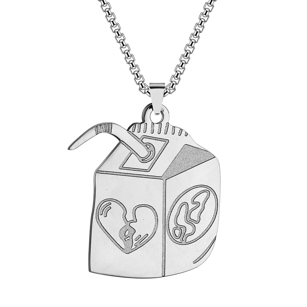 Fashionable New Product: Juice Box Pendant, Personalized Trendy Men's Necklace Accessory_voghion.com