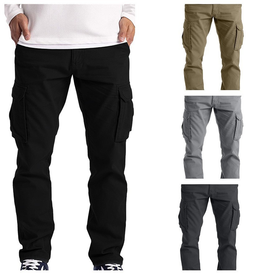 2023 Amazon New Men's Large Size Workwear Casual Pants European and American Independent Station Drawstring Multi-Pocket Casual Pants