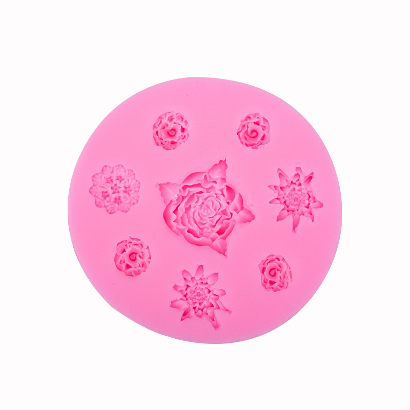 Multi-estilo flor de silicona molde rosa camelia arcilla cerámica suave accesorios epoxi fondant chocolate para hornear