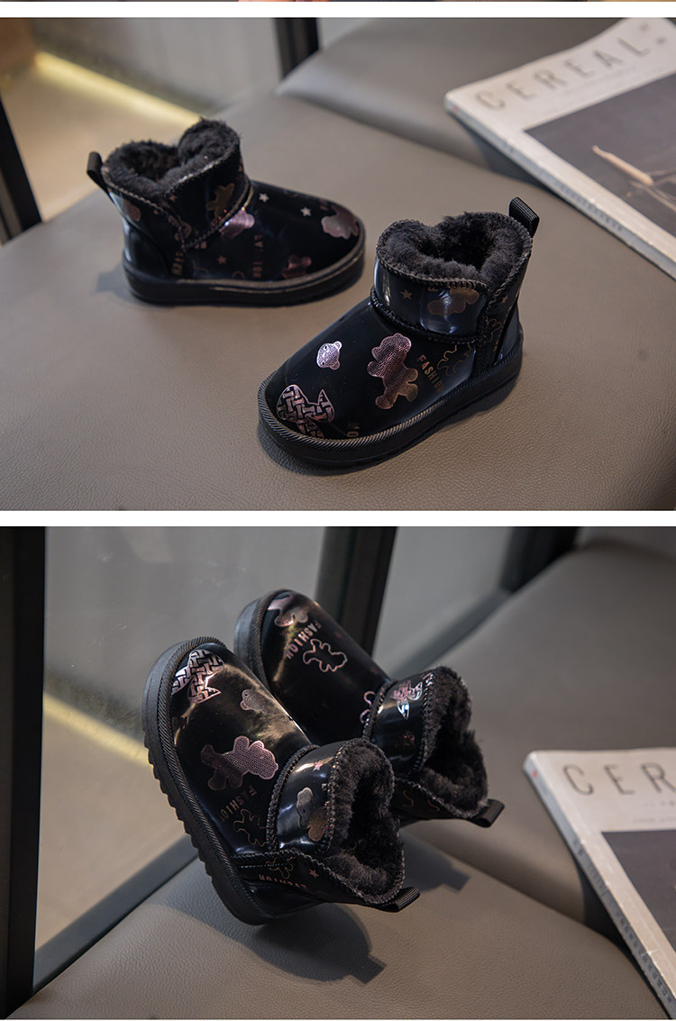 Scarpe di cotone per ragazze 2023 nuovi stivali invernali di cotone spesso e peluche per bambini Le suole morbide per ragazze tengono al caldo Scarpe di peluche per bambini_voghion.com