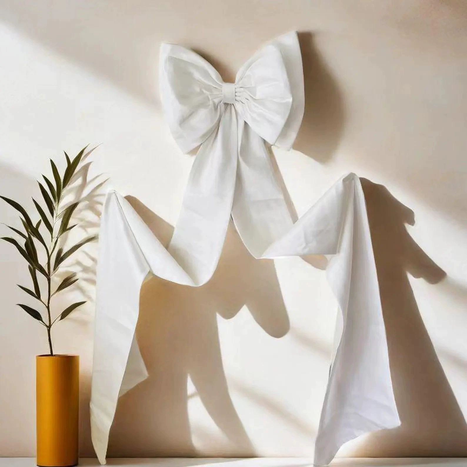 Белый бант атласный свадебный аксессуар