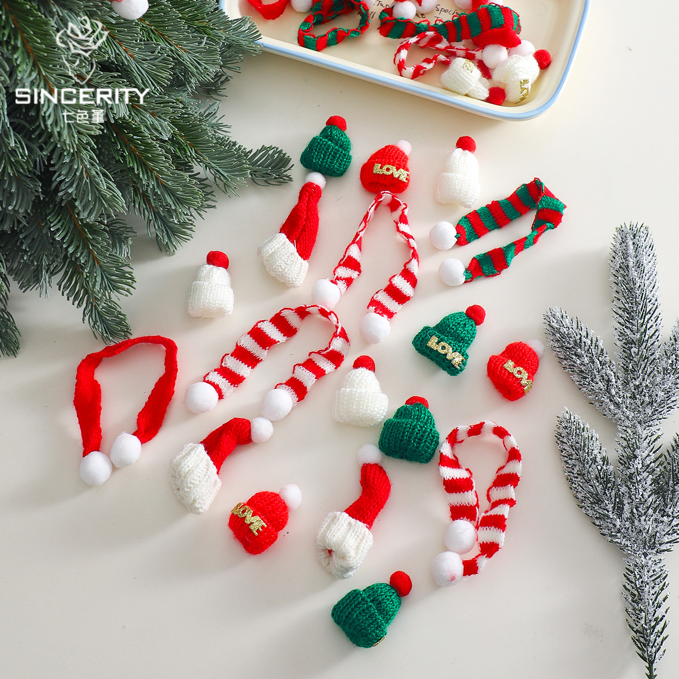 Decoración de árbol de Navidad de siete colores de cordillera de seda pequeña flor de embalaje floral florista diy hecha a mano