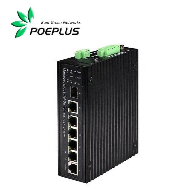 Управляемый промышленный коммутатор PoE L2+ 4+2 с окружающим интерфейсом